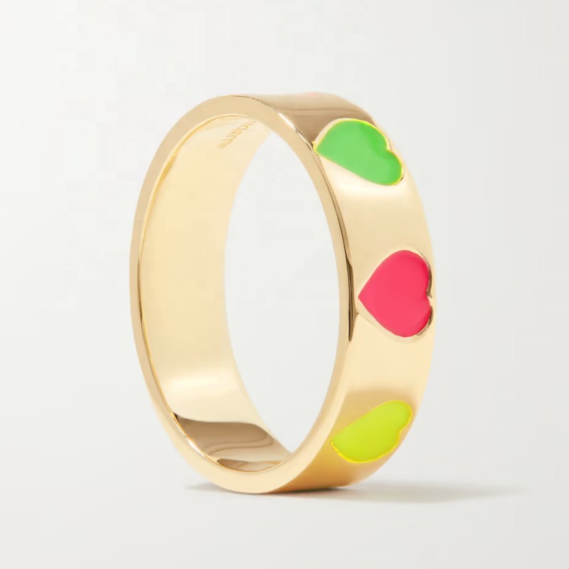 Enamel gold rings design for women