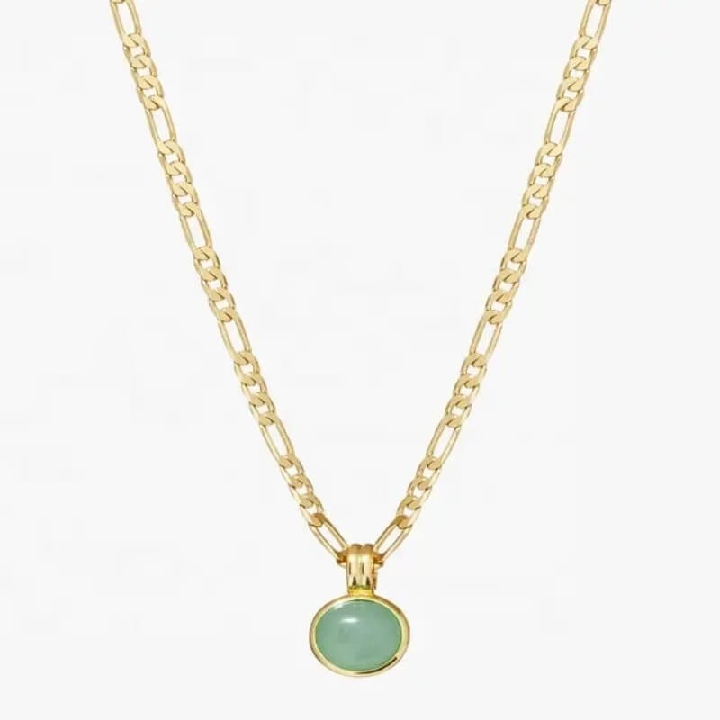 Brass Gemstone Figaro Chain Necklace