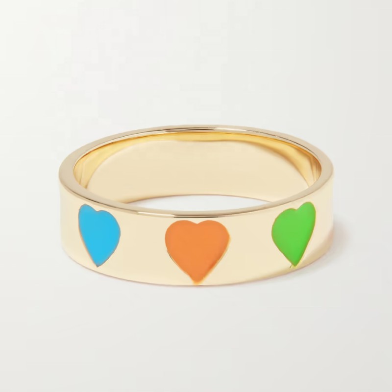 Enamel gold rings design for women