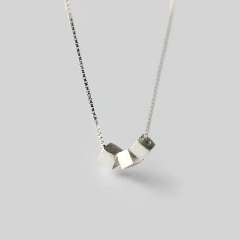 Sterling Silver Cubic Charm Necklace