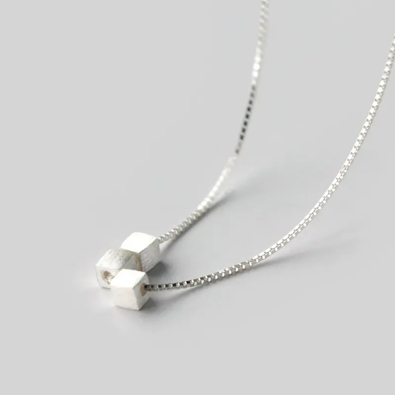 Sterling Silver Cubic Charm Necklace