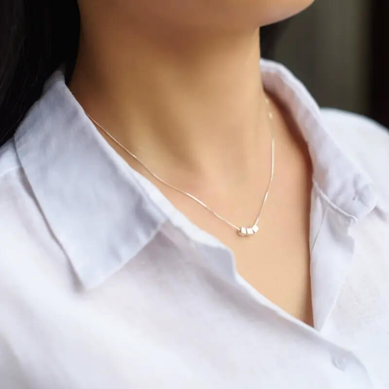 Sterling Silver Cubic Charm Necklace