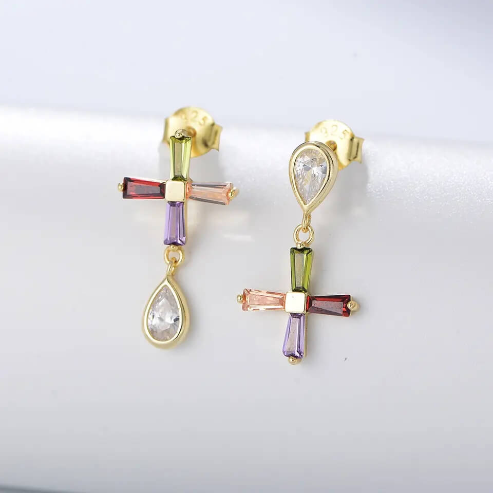 Zircon Rainbow Dangle Earrings