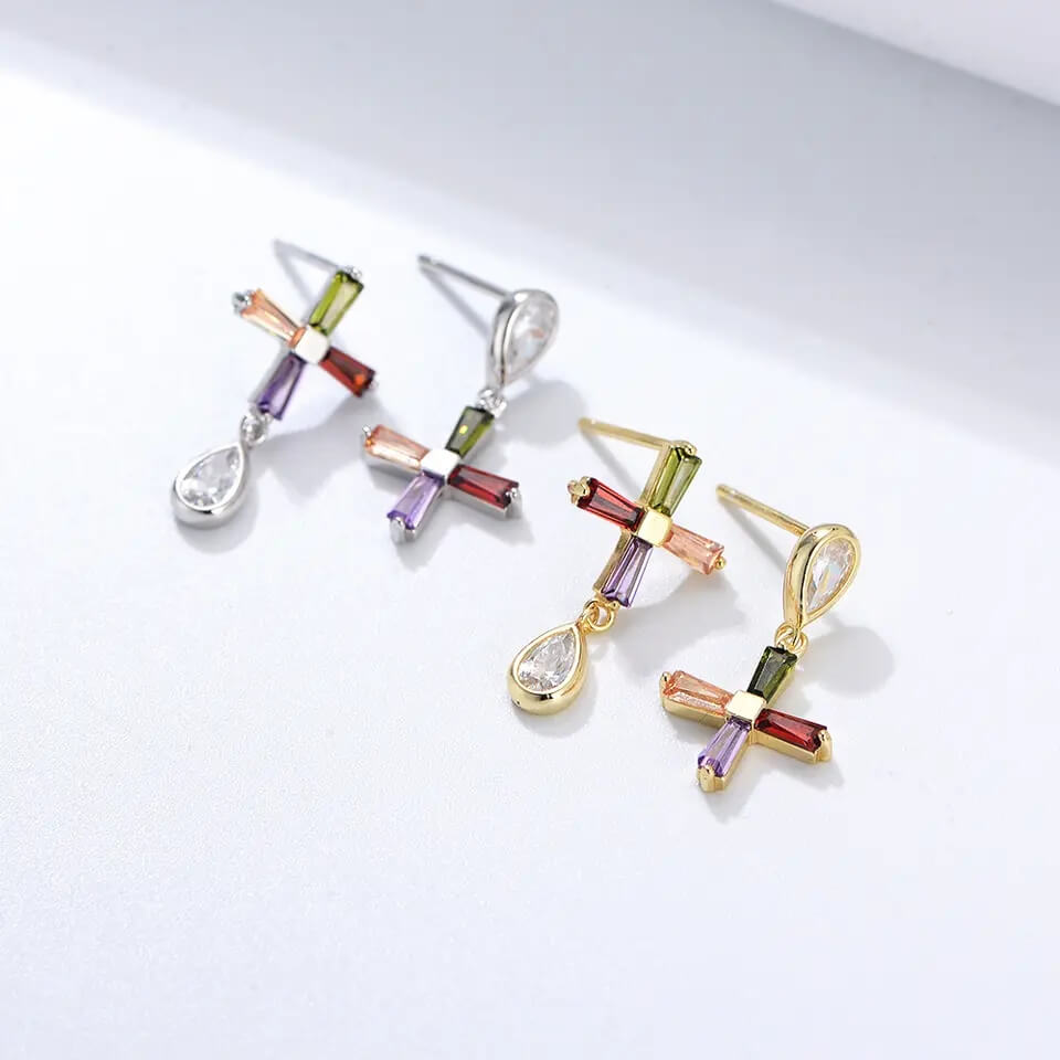 Zircon Rainbow Dangle Earrings