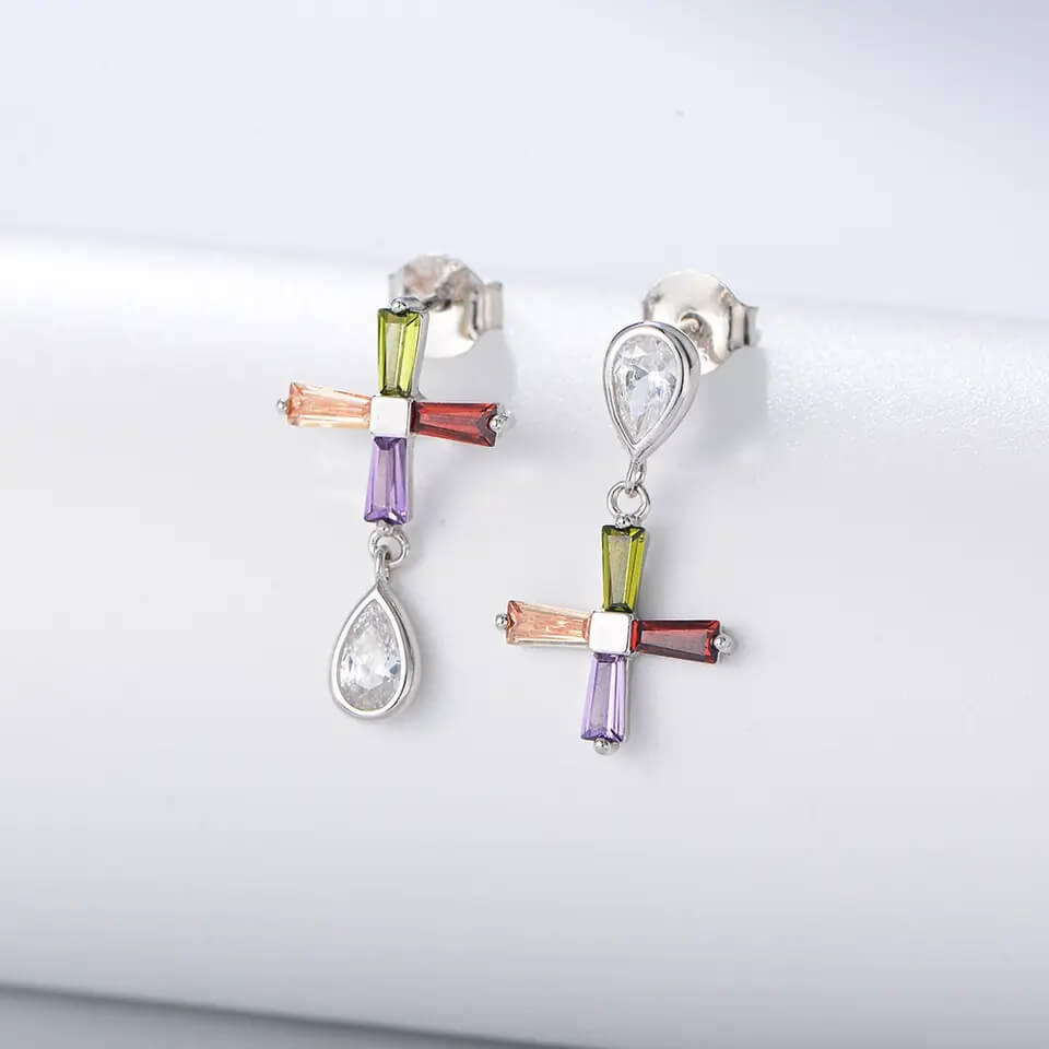 Zircon Rainbow Dangle Earrings